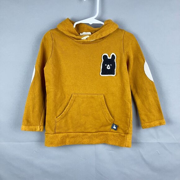 Little Seed Sweater Kids 4 100cm Yellow Pullover Cowl Neck Elbow Patch Organic - Picture 1 of 6